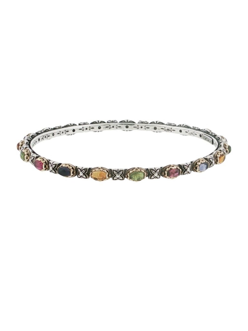 Konstantino Women's Sterling & 18K Gold Multicolor gemstones Bangle Size 7.5"